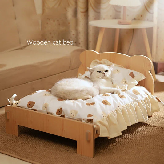 Wooden Elevated Cat Bed